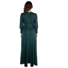 Женское расклешенное платье макси с v-образным вырезом и длинными рукавами 24seven Comfort Apparel 24Seven Comfort Apparel, серый