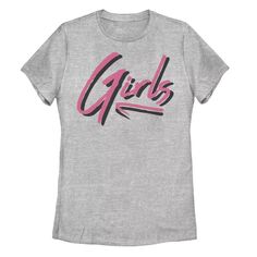 Розовая футболка с надписью &quot;Girls&quot; для юниоров в стиле ретро Unbranded