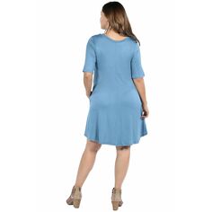 Плюс размер 24seven Comfort Apparel Платье-футболка длиной до колена с карманами 24Seven Comfort Apparel