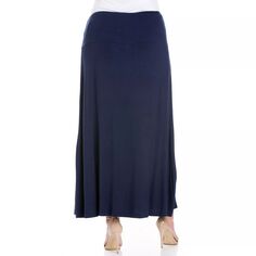 Плюс размер 24Seven Comfort Apparel Удобная макси-юбка с эластичной резинкой на талии 24Seven Comfort Apparel, темно-синий