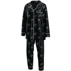 Женская одежда Erin Andrews: черный комплект для сна с рубашкой на пуговицах и брюками San Jose Sharks с длинными рукавами Unbranded