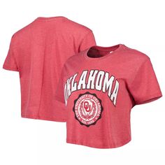 Женская укороченная футболка Pressbox Crimson Oklahomaooners Edith Vintage Burnout Unbranded