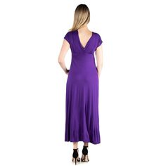 Платье макси с V-образным вырезом и короткими рукавами 24Seven Comfort для беременных 24Seven Comfort, фиолетовый