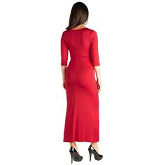 Для беременных 24Seven Comfort приталенное платье макси с V-образным вырезом и боковыми разрезами 24Seven Comfort, красный