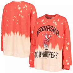 Женский свитшот Gameday Couture Scarlet Nebraska Huskers Twice As Nice с выцветшим пуловером Dip-Dye Unbranded