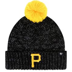 Женская черная вязаная шапка с манжетами и помпоном &apos;47 Pittsburgh Pirates 47 Brand