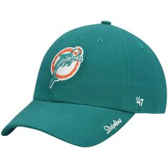 Женская регулируемая кепка Aqua Miami Dolphins &apos;47 Miata Clean Up Legacy 47 Brand