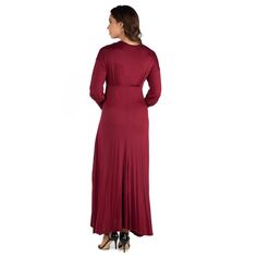 Платье макси для беременных 24Seven Comfort с V-образным вырезом и длинными рукавами 24Seven Comfort, красный