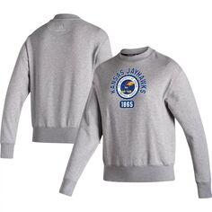 Женский свитшот adidas Heathered Grey Kansas Jayhawks Vintage Circle Pullover adidas