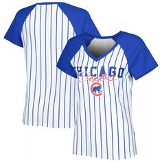 Женская спортивная белая ночная рубашка Chicago Cubs Reel в тонкую полоску Concepts Sport Unbranded