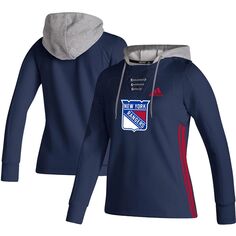 Женская темно-синяя толстовка с капюшоном adidas New York Rangers Skate Lace AEROREADY adidas
