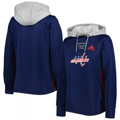 Женская темно-синяя толстовка с капюшоном Adidas Washington Capitals Skate Lace Primeblue Team adidas