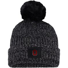 Женская вязаная шапка Love Your Melon Black Ohio State Buckeyes с манжетами и помпоном Unbranded