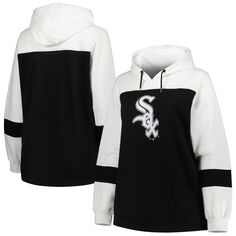 Женский черный пуловер с капюшоном Chicago White Sox большого размера с цветными блоками Unbranded