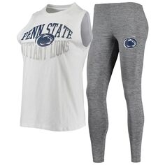 Женский комплект для сна, темно-серый/белый, Penn State Nittany Lions, топ на бретелях и леггинсы Concepts Sport Unbranded