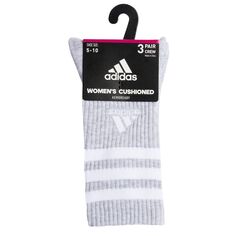 Женские носки adidas Cushioned 3 Stripe 3.0 (3 пары носков Crew) adidas, серый