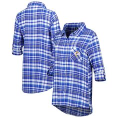 Женская фланелевая ночная рубашка с длинными рукавами и застежкой на все пуговицы Concepts Sport Royal/Gold Los Angeles Rams Mainstay Unbranded
