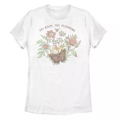 Детская футболка с рисунком бабочки «Нет дождя, нет цветов» Unbranded