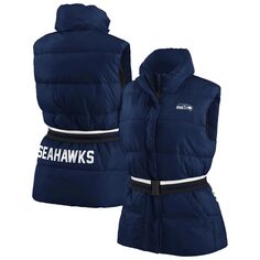 Женская одежда от Erin Andrews College Navy Seattle Seahawks, пуховик с молнией во всю длину и поясом Unbranded