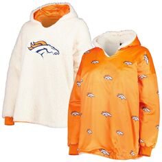 Женский двусторонний худи с принтом FOCO оранжевый/белый Denver Broncos Unbranded