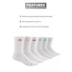 Женские носки adidas Athletic Crew (6 пар) adidas, белый