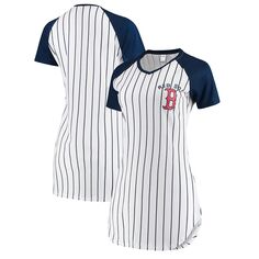 Женская ночная рубашка в тонкую полоску Concepts Sport белая Boston Red Sox Vigor Unbranded