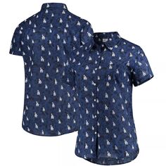 Женская рубашка на пуговицах с цветочным принтом FOCO Royal Los Angeles Dodgers Unbranded