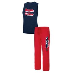 Женский спортивный комплект Concepts, красный/темно-синий Minnesota Twins Wordmark Meter, майка и брюки для сна Unbranded