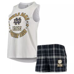 Женский спортивный темно-синий/белый комплект Notre Dame Fighting Irish Ultimate, фланелевая майка и шорты, комплект для сна Unbranded