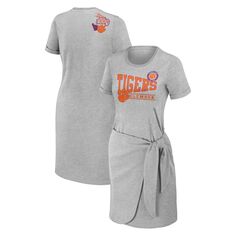 Женская одежда Erin Andrews Хизер Серое платье-футболка с узлом Clemson Tigers Unbranded