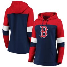 Женский темно-синий пуловер с капюшоном Boston Red Sox больших размеров с цветными блоками Unbranded