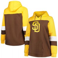 Женский коричневый пуловер с капюшоном San Diego Padres больших размеров с цветными блоками Unbranded