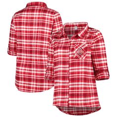 Женская рубашка на пуговицах с длинными рукавами Scarlet Ohio State Buckeyes большого размера Unbranded