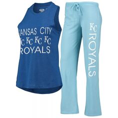 Женский спортивный светло-синий/королевский цвет Kansas City Royals Meter Muscle Майка и брюки для сна Unbranded
