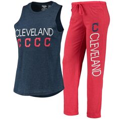 Женский спортивный красный/темно-синий комплект Cleveland Guardians Meter Muscle Майка и брюки для сна Unbranded