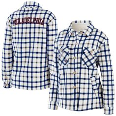 Женская одежда Erin Andrews Oatmeal Philadelphia 76ers клетчатая куртка-рубашка на пуговицах Unbranded