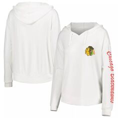 Женская белая футболка с капюшоном и длинными рукавами Concepts Sport Chicago Blackhawks Accord Hacci Unbranded