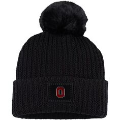 Женская вязаная шапка Love Your Melon Black Ohio State Buckeyes с манжетами и помпоном Unbranded