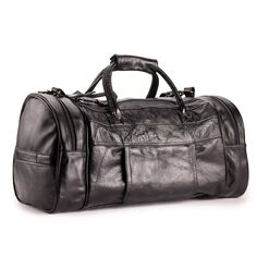 Черная кожаная спортивная сумка AmeriLeather длиной 20 дюймов на двойной молнии AmeriLeather