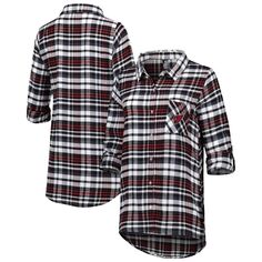 Женская фланелевая ночная рубашка с длинными рукавами и застежкой на все пуговицы Concepts Sport Black/Cardinal Arizona Cardinals Mainstay Unbranded