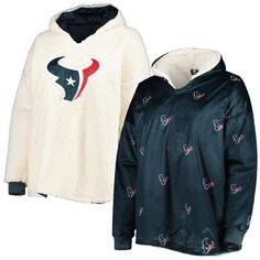 Женский двусторонний худи FOCO темно-синий/белый Houston Texans с повторяющимся принтом Unbranded