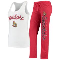 Женский спортивный красный/белый топ Ottawa Senators Topic, комплект для сна с брюками Concepts Unbranded