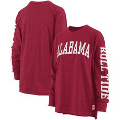 Женская футболка Pressbox Crimson Alabama Crimson Tide размера плюс Two-Hit Canyon с длинным рукавом Unbranded