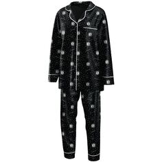 Женская одежда от Erin Andrews, черный комплект для сна с рубашкой на пуговицах и брюками Brooklyn Nets с длинными рукавами Unbranded