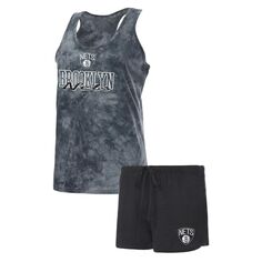 Женский спортивный темно-серый комплект для сна Brooklyn Nets Billboard Racerback, топ на бретелях и шорты Unbranded