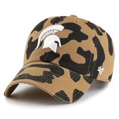 Женская регулируемая шапка с леопардовым принтом &apos;47 Michigan State Spartans Rosette Unbranded