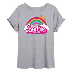 Детская струящаяся радужная футболка Barbie The Movie с логотипом Barbie, серый