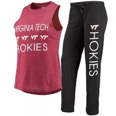 Женские спортивные черные/бордовые кеды Virginia Tech Hokies на бретелях и брюках, комплект для сна Unbranded