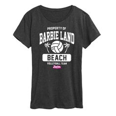 Футболка Juniors&apos; Barbie The Movie Property Of Barbie Land с изображением команды по пляжному волейболу Barbie, темно-серый