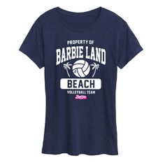 Футболка Juniors&apos; Barbie The Movie Property Of Barbie Land с изображением команды по пляжному волейболу Barbie, темно-синий